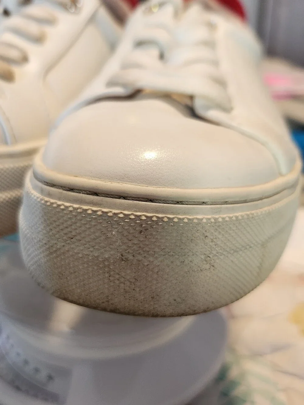Betsey Johnson white trainers with red rhinestone hearts size 8M